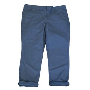 NWT Loft Outlet Petite Grey Blue Chino Pants Size 10P Straight Leg Rolled Cuff